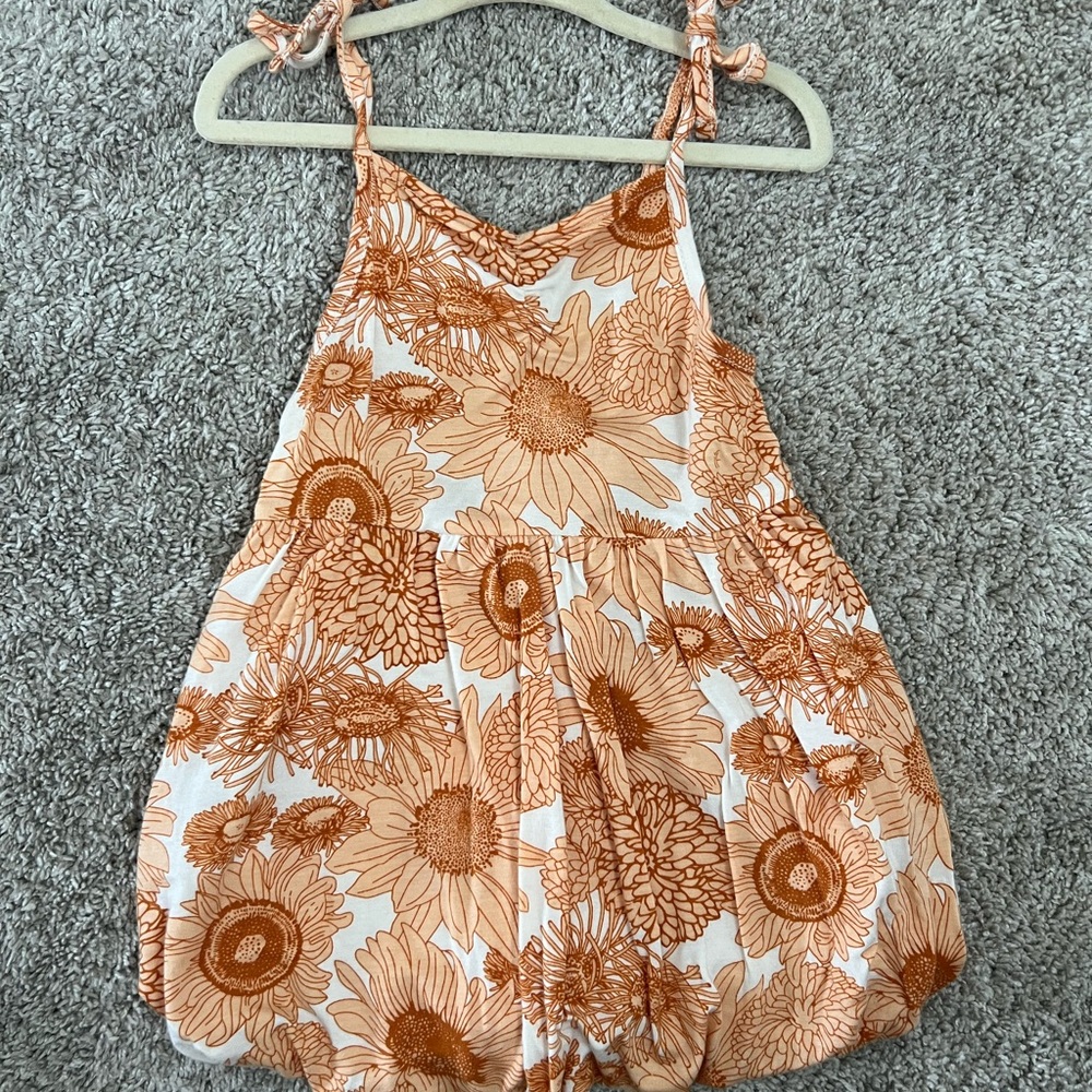 Kate Quinn Orange and White Floral Sunflower bubble hem dress